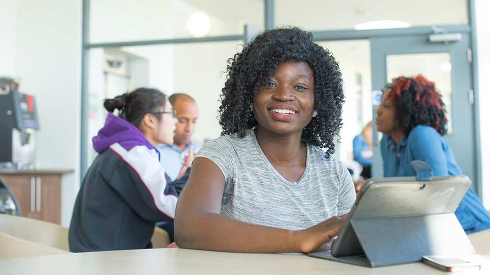 Student working on computer